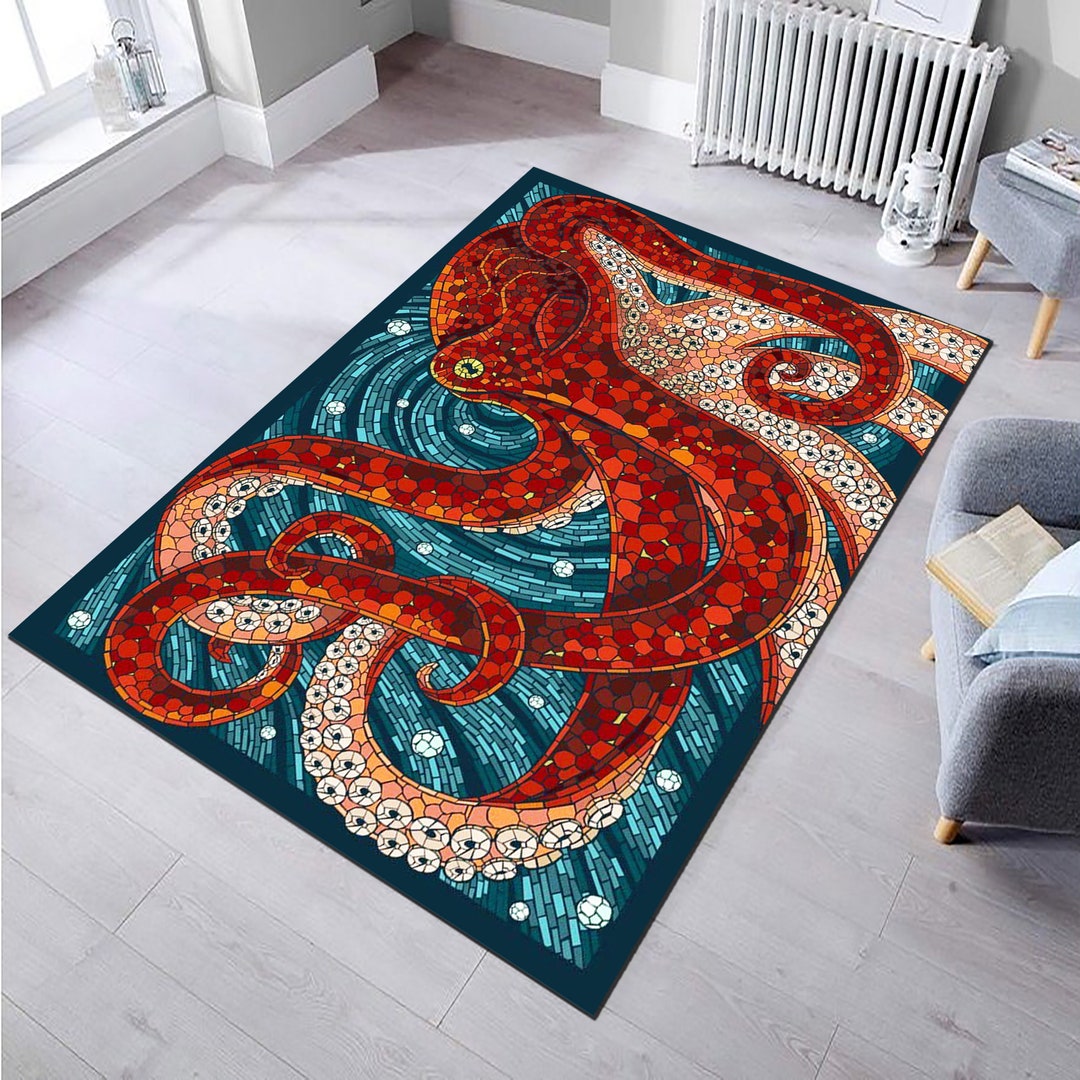 Octopus Rug, Animals Rug, Abstract Rug, Area Rug, Modern Rug, Home ...