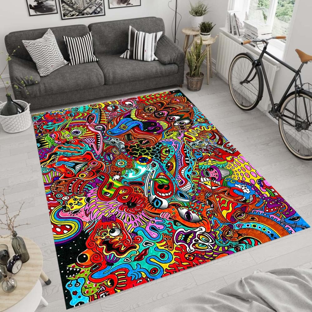 Colorful Graffiti Area Rug, Abstract Art, Non-slip - Etsy