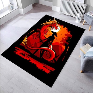 Dragon Rug ,Samurai Rug, Japan Themed Rug, Decor Rug for Living Room,Area Rug,Non slip Carpet,Home Decor Rug,Colorful Rug,Kids Room Rug