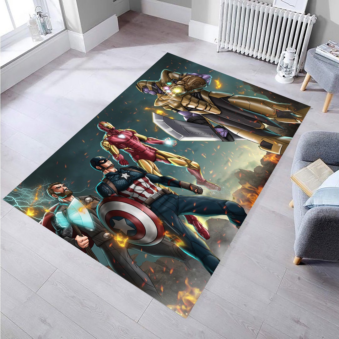 Iron Man-thor-thonas, Colorful Superhero Themed Rug, Comic Style Area ...