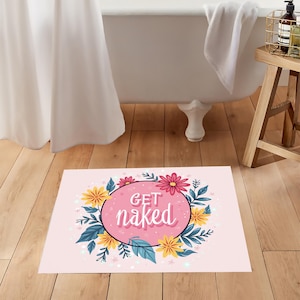 Ged Naked Decor, Flower Decor, Kolorowa dekoracyjna mata łazienkowa, Dekoracyjna mata łazienkowa, Dywanik Get Naked, Prezent na matę, Wykonane ze sztuczną inteligencją