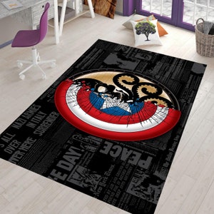 Captain America, Hydra, Child Rug, Kids Room Rug, Gift Rug, Rug for Living Room, Area Rug, Non slip Carpet, Home Decor Rug, Colorful Rug,2