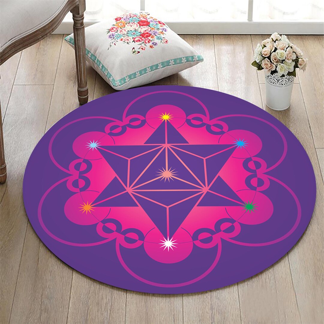 Metatron Cube Rug Metatron's Cube Mandala Rug: Boho Chakra Floor Mat - Etsy
