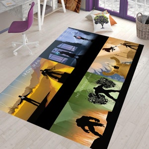 Iron Man, Thor, Alfombra de abanico, Alfombra decorativa para el hogar, Alfombra colorida, Alfombra para sala de estar, Alfombra de área, Alfombra antideslizante, Alfombra para habitación de niños, Alfombra de regalo, Alfombra de diseño, 2