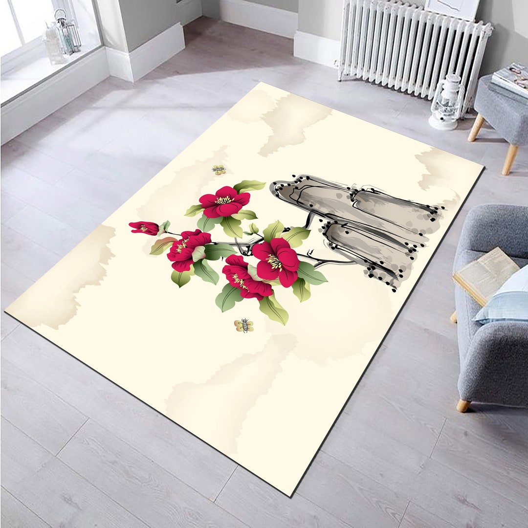 Bee Rug,flower Rug,housewarming Rug,home Decor Rug,gift for Her,modern ...