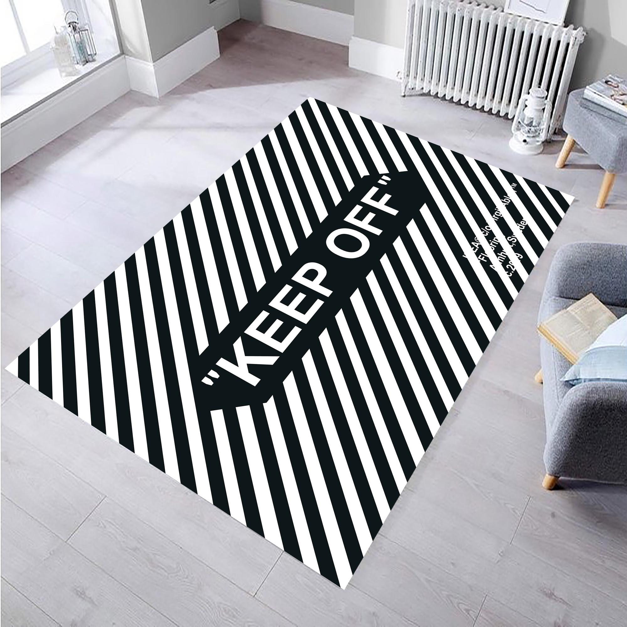 KEEP OFF Area Rugs Floor Mat Black and White Carpet Living Room