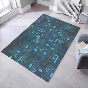 Electronic circuit Rug, Rugs for Living Room,Art Rug, Non slip Carpet, Decorative Rug, Area Rug, Popular Rug, Modern Rug, Home Decor Rug