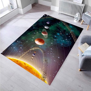 Planets Rug,Solar System,Abstract Rug,Home Decor Rug,Decorative Rug,Rugs for Living Room,Non slip Carpet,Area Rug,Gift for Him,Modern Rug,