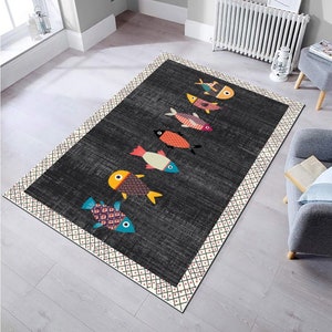 Fish Rug,Modern Rug,Aesthetic Rug, Gift for Her, Rugs For living room, Housewarming Rug,Decorative Rug,Modern Art Rug, Home Decor Rug,