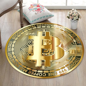 Bitcoin Rug,Crypto Coin Rug,Living Room Rug,Round Area Rug,Bitcoin Trader Rug,Gift for Trader,Indoor Printed Rug,Non-Slip Rug,BTC Gift,