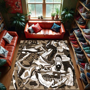 Alfombra de zapatillas, alfombra Hypebeast, alfombra de habitación de zapatillas, decoración interior, alfombra de calle, alfombra de área personalizada, decoración del hogar, alfombras para sala de estar, alfombra antideslizante