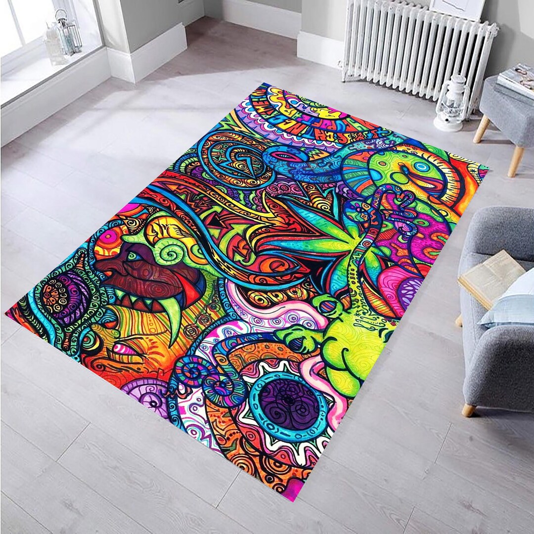 Colorful Abstract Rug: Modern Non-slip Microfiber Area Rug - Etsy