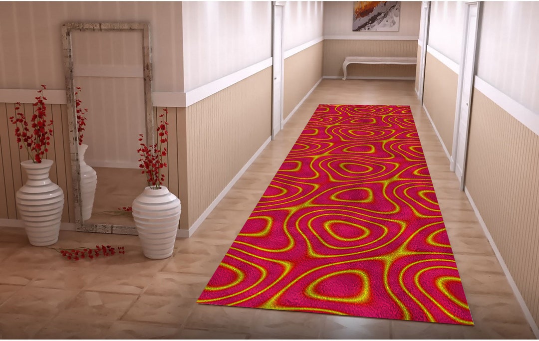 Colorful Runner Rug: Red Abstract Shapes, Non-slip Carpet - Etsy