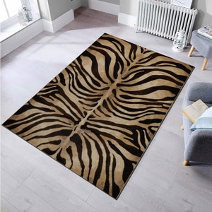Zebra Fur Decor Rug, Modern Home Rug, Animal Rug, Zebra Pattern Rug, Office Decor, Living Room Rug, Washable Rug, Gift for Her