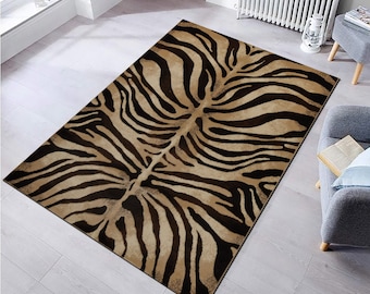 Zebra Print Rug: Modern Washable Microfiber Area Rug