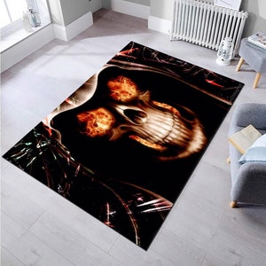 Skull Rug, Fan Rug, Child Rug, Kids Room Rug,Gift Rug, Rug for Living Room, Area Rug,Non slip Carpet,Home Decor Rug,Desing Rug,Boy Room Rug