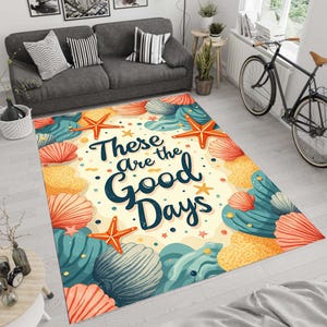 Seashell-Starfish Decor-These Are The Good Old Days Decor-Retro Rug-The Good Old Days Rug-Wohnkultur-Living Room Rug-Custom Area Rug-GiftRug