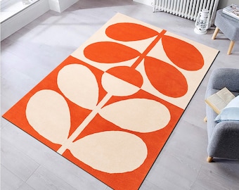 Tapis géométrique, tapis abstrait, tapis orange, tapis personnalisé, tapis art déco, carpette, tapis de salon, tapis Mid-Century, tapis modernes 5 x 7, tapis lavable