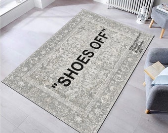 Alfombra lavable gris "Quítate los zapatos", regalo personalizado para inauguración de casa