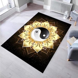Ying Yang Rug,Themed Rug,Abstract Rug,Home Decor Rug, Modern Rug, Rugs for Living Room, Gift For Him, Bedroom Rug, Non slip Carpet, Area Rug