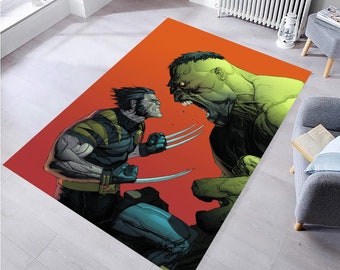 Hulk , Wolverine, X-men Rug,Kids Room Rug, Kids Rug, Themed Rug, Rug for Living Room, Area Rug, Non slip Carpet, Child Rug, Kids Decor Rug