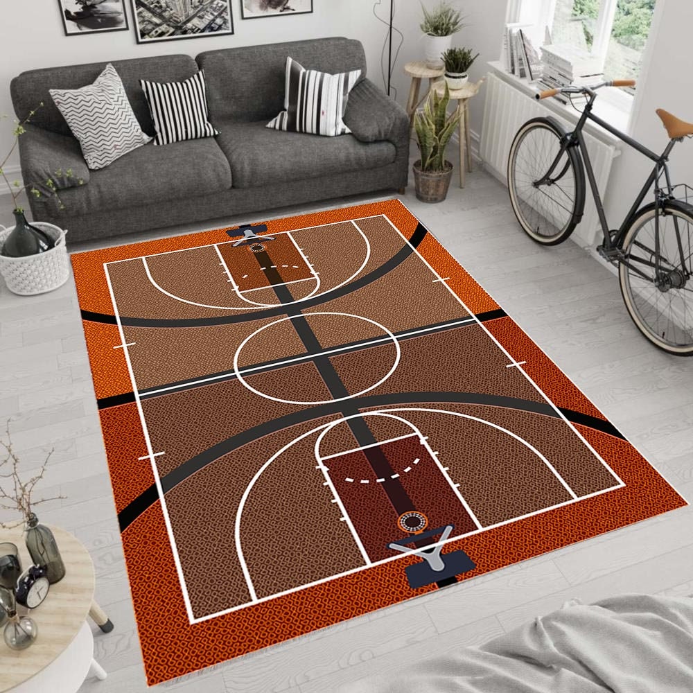 Basketball Rug Basketball Court Rug Boys Room Rug Home Etsy