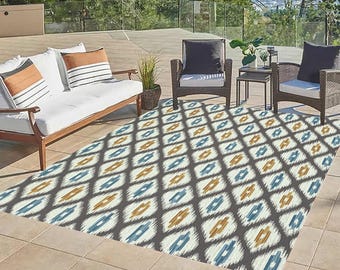 Geometrischer Outdoor-Teppich: Waschbarer Garten-Terrassen-Dekor