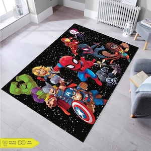 Black Decor Rug,Spider Man Decor,Spiderman Rug,Cool Rug,Child Rug,Boy Room Rug,Gift for Him,Gift for Kids,Personalized Gift,Washable Rug,