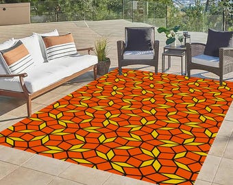 Customizable Outdoor Patio Rug: Washable Garden Decor, Non-Slip Polyester