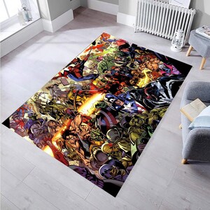 Spiderman Rug, Captain America Rug, Child Rug, Rug for Living Room,Area Rug,Non slip Carpet,Home Decor Rug, Colorful Rug, Kids Room Rug, 2