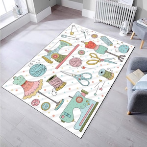 Patrón de costura para alfombra, Alfombra de costura, Accesorios para el hogar, Alfombra colorida, Regalo para ella, Alfombra moderna, Decoración del hogar, Alfombras para sala de estar, Alfombra antideslizante.