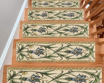 Ivy Flower Stair Treads: Non-Slip Machine Washable Rug