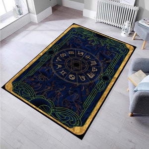 Mystic Rug,Wizard Rug,Custom Rug,Tarot Rug,Ancient Spell Circle Rug,Living Room Rug,Mystic Esoteric Symbols,Occult Design,Alchemy Floor Mat