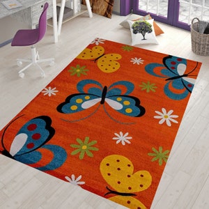 Butterfly Rug,Girl Room Rug,Flower Rug,Gift for Her,Aesthetic Rug,Housewarming Rug,Modern Art Rug,Home Decor Rug,Rugs for Living Room