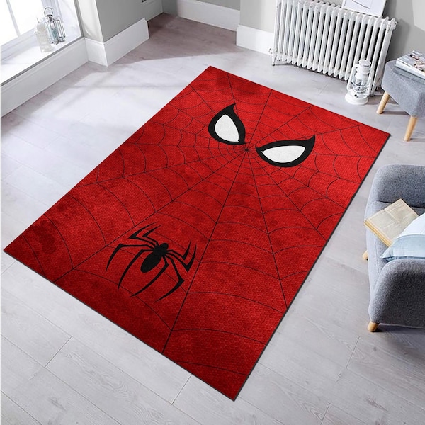 Child Rug,Spiderman Rug,Kids Room Rug,Red Rug,Washable Rug,Rug for Living Room,Gift For Child,Gift For Him,Home Decor Rug,Non slip Carpet,7