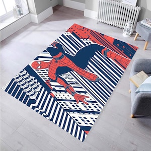 Alfombra de Spiderman, alfombra para habitación de niños, alfombra para niños, alfombra para habitación de niños, alfombra para sala de estar, alfombra de área, alfombra antideslizante, alfombra para decoración del hogar, alfombra colorida 5