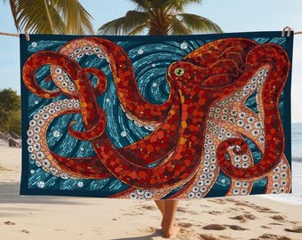 C&F Home Küchenhandtuch Mit Besticktem Oktopus – Aus Baumwolle, 45,7 X 68,6 Cm, Maschinenwaschbar