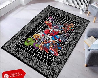 Alfombra infantil Spiderman: microfibra antideslizante y lavable