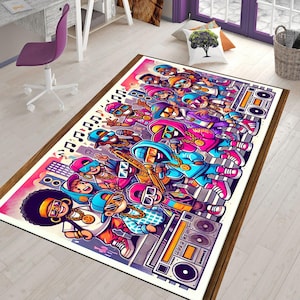 Rap Stars Collage Rug, Hip Hop Rug, Legends Rug, Rappers Rug, Music Rug, Awesome Rug, Gift for Him, Unique Rug, Hip Hop,  Washable Rug, Gift