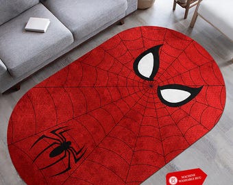 Spiderman Rug: Personalized Red Oval, Kids Room Decor