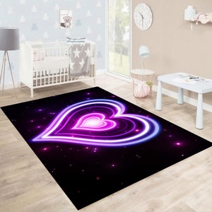 Herz Teppich, Mädchenteppich, Kinderzimmerteppich, Kinderteppich, Teppich für Wohnzimmer, Teppich für Wohnzimmer, rutschfester Teppich, Bunter Teppich,2
