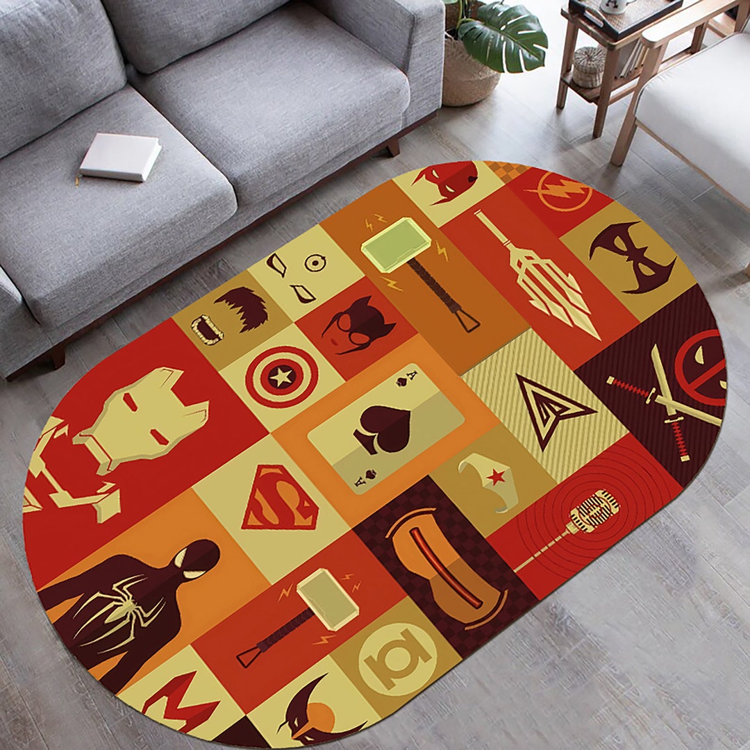 Icoon Man Rug Heroes Rug, Ironman Rug, Hulk, Captain America, Spiderman, Kids Room ...