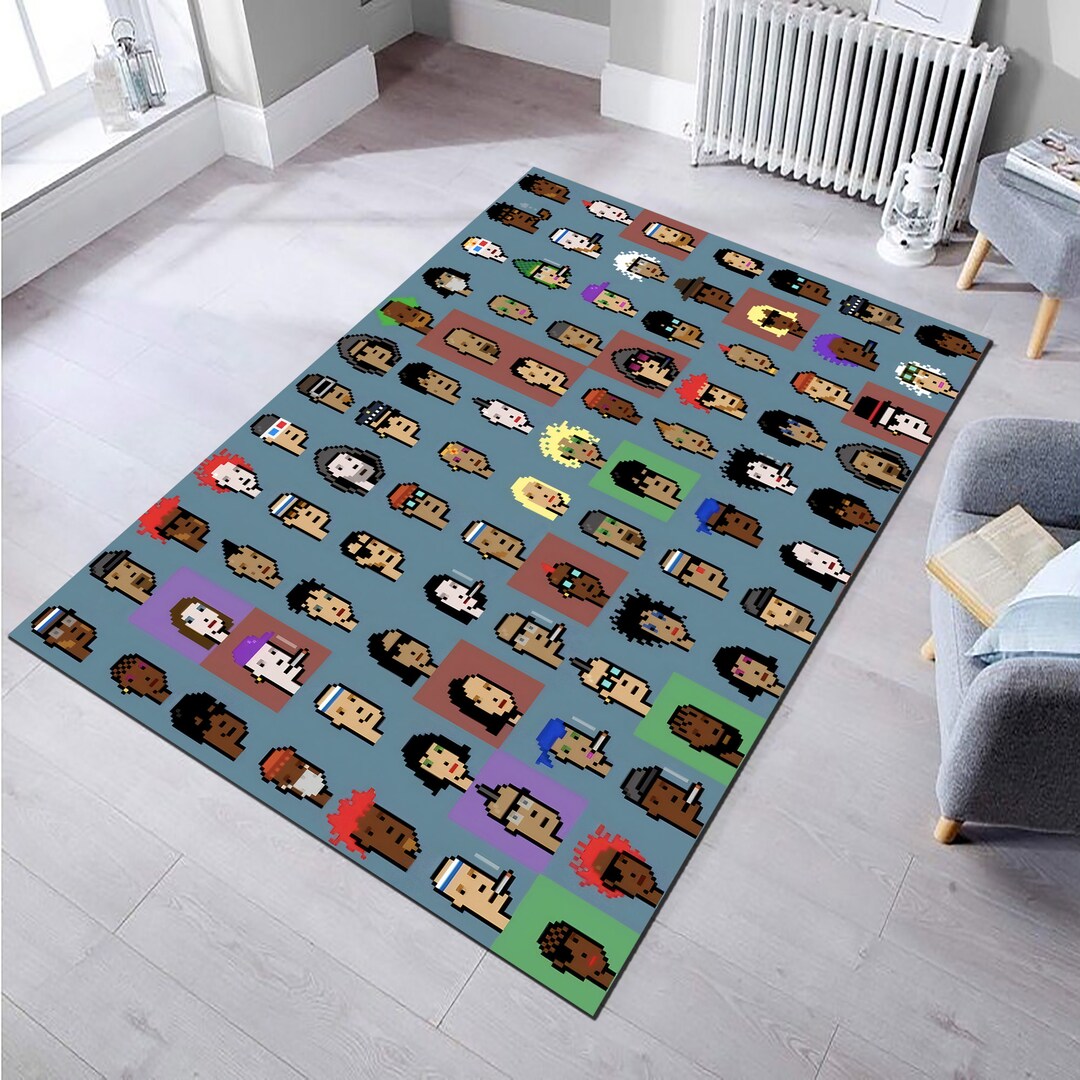 NFT Rug, Nft, Cryptopunks, Kids Room Rug, Boys Rug,area Rug, Non Slip