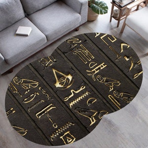 Ancient Egyptian Signs Rug,Old Sign Rug,Retro Rug,Aesthetic Oval Rug,Ancient Area Rug,Décoration D&#39;intérieur,Custom Rug,Non Slip Rug