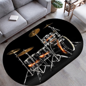 Music Rug,Drum Rug,Oval Room Rug,Wohnaccessoires,Gift for Him,Rug for Young Room,Custom Area Rug,Rugs for Living Room,Non Slip Carpet