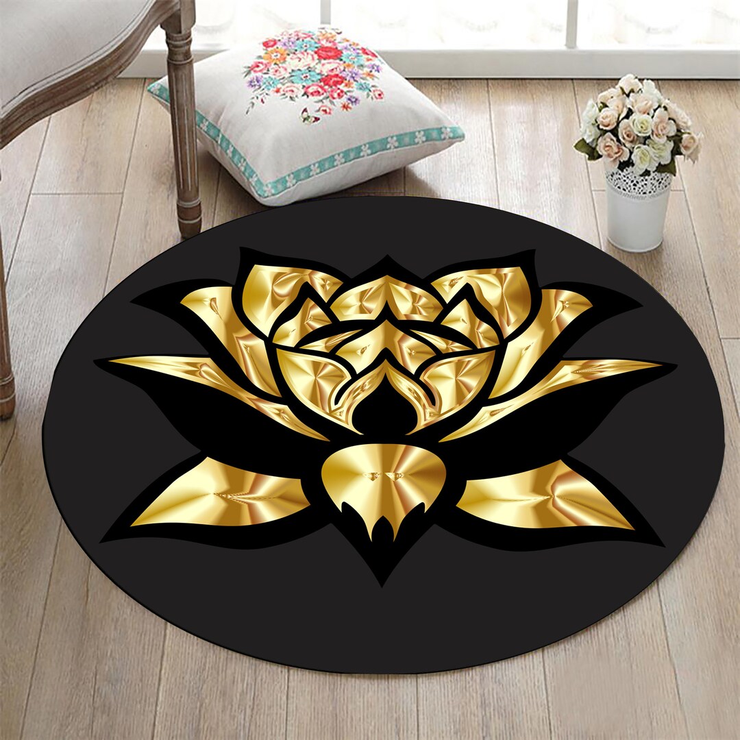 Gold Rose Rug, Round Rug,popular Rug,circle Rug, Home Decor Rug, Round