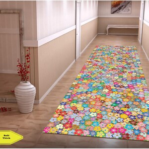 Loper vloerkleed kleurrijk gebloemd: modern antislip gangtapijt