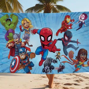 Captain America,Spiderman,Hulk Beach Towel | Pool Towel Set | Children&#39;s Beach Towel | Vacation Gift | Beach Towel Set | Personalized Towels