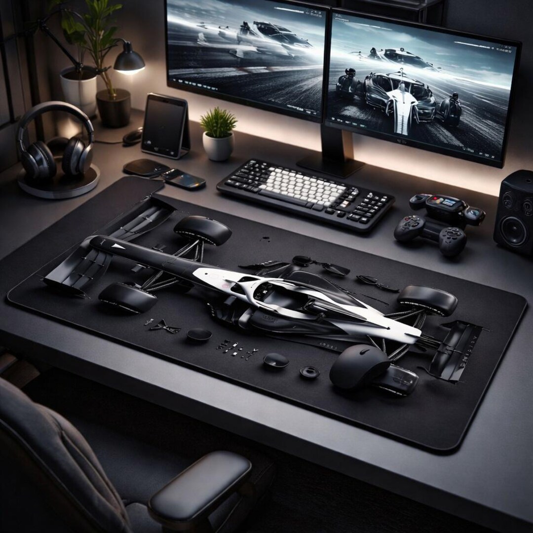 Formula Style Race Car Mouse Pad, Black White Racing Desk Mat ...