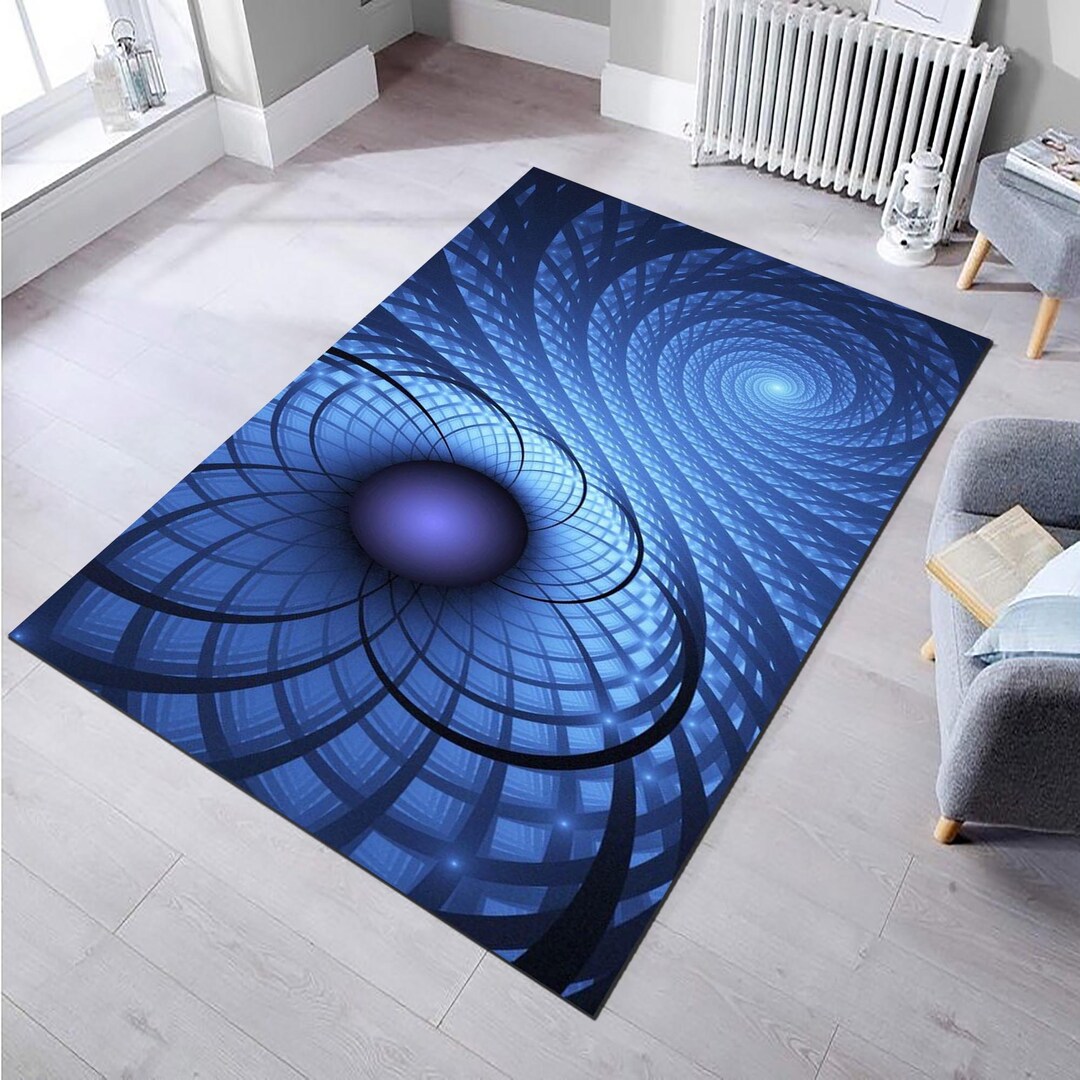 3D Vortex Rug: Abstract Blue Printed Area Rug - Etsy
